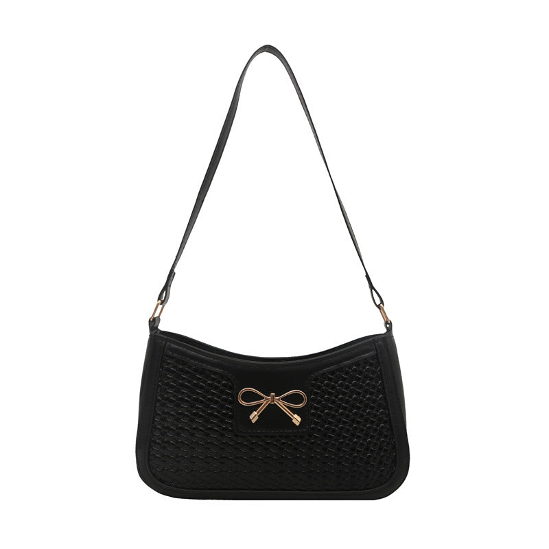 Bow square bag women's 2025 new simple versatile underarm baguette temperament fashionable commuter shoulder bag