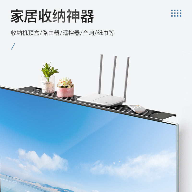 No punching cold rolled steel TV set-top box rack invisible storage artifact box router bracket wall bracket