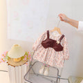 Trendy floral vest dress for baby girls - korean style, chic two-piece look, princess style dress - new autumn  collection