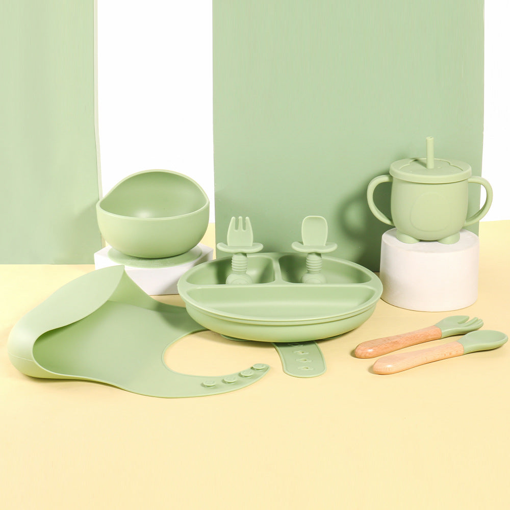 Children's bear fork and spoon set Baby eating training Silicone licking spoon Silicone fork and spoon Baby food supplement tableware spoon