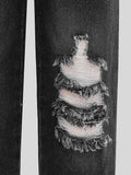 Exportgirljeans black distressed ripped pants loosestraight-legloose pants handsome autumkids pants