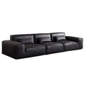 Italian normcore summer picture full leather sofa big black cow straight row house tofu block large flat floor living room sofa