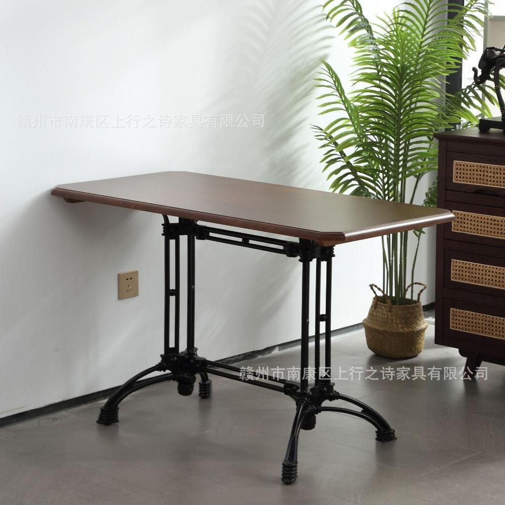 American retro solid wood table cafe table and chairs dessert shop milk tea shop scandinavian medieval iron square table restaurant round table