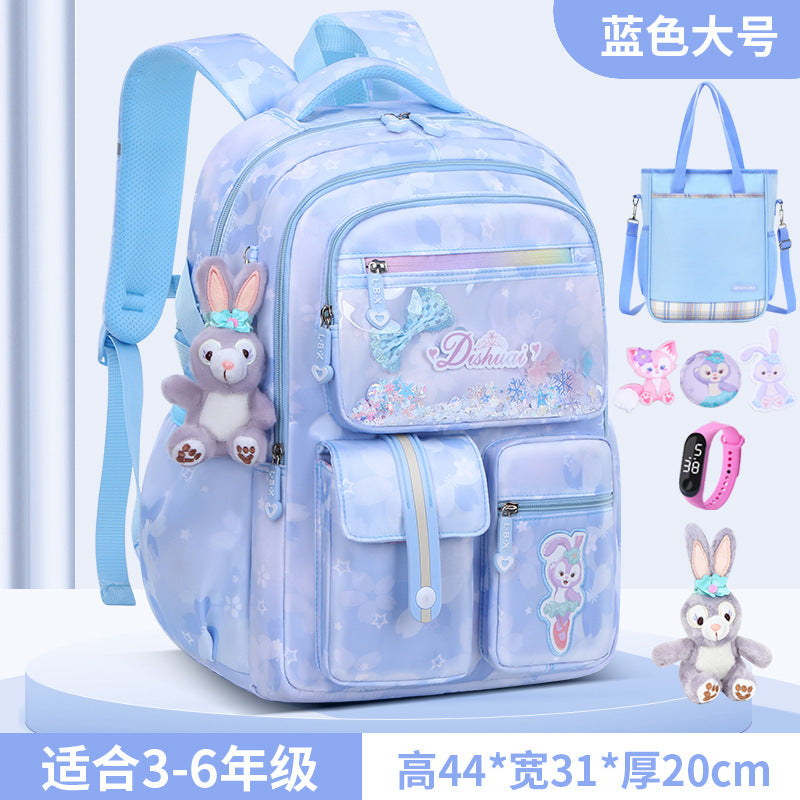 Girls' school backpack - new 2026 model for grades 1-6 - lightweight, ergonomic, and spine-protecting backpack for elementary school students