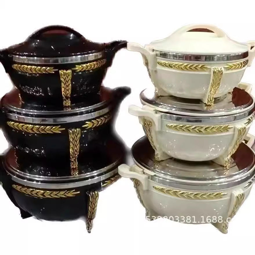 Export3pcs golden bell insulation box 3l-7l-10l large capacity export insulation tableware food warmer