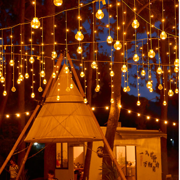 Outdoor led wishing ball string luminous pendant ball light small round ball decoration hanging chandelier small courtyard atmosphere camping