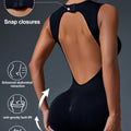 fitness clothing, nude buttoned butt lifting yoga jumpsuit, outdoor sports sexy tight one-piece yoga clothing for women