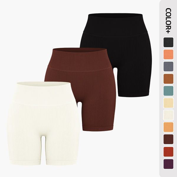 Seamless thread European and American yoga pants three-point pants high waist fitness pants sports running yoga shorts leggings