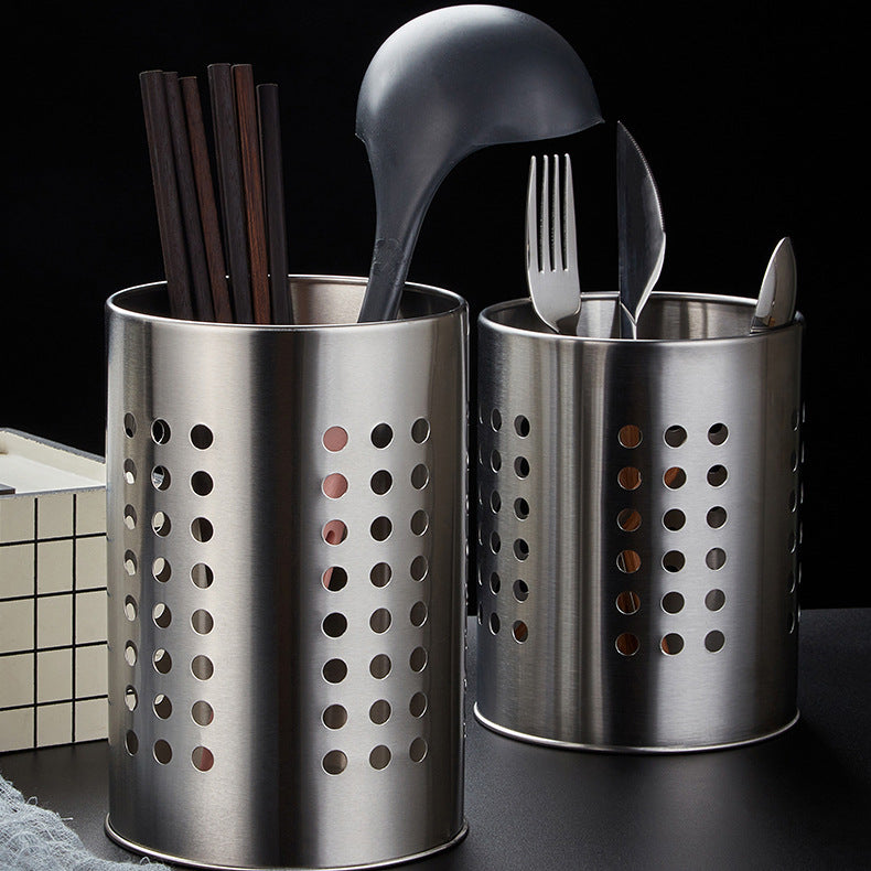 Stainless steel chopstick tube, kitchen gadgets, tableware, chopstick cage, knife, fork, scissor clip, hollow drain storage tube