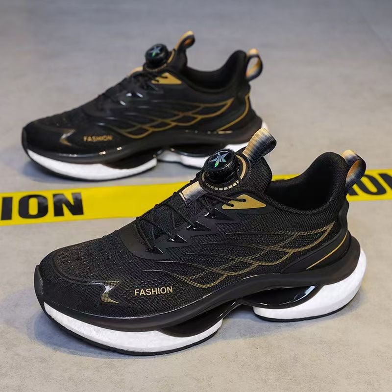 Men's youth sports shoes 2025 new winter collection: knob-lock running shoes, shock-absorbing casual shoes, breathable men's footwear