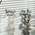 Simple ins style bear stainless steel fruit fork set fruit pick household high-looking ceramic fruit fork jar wholesale