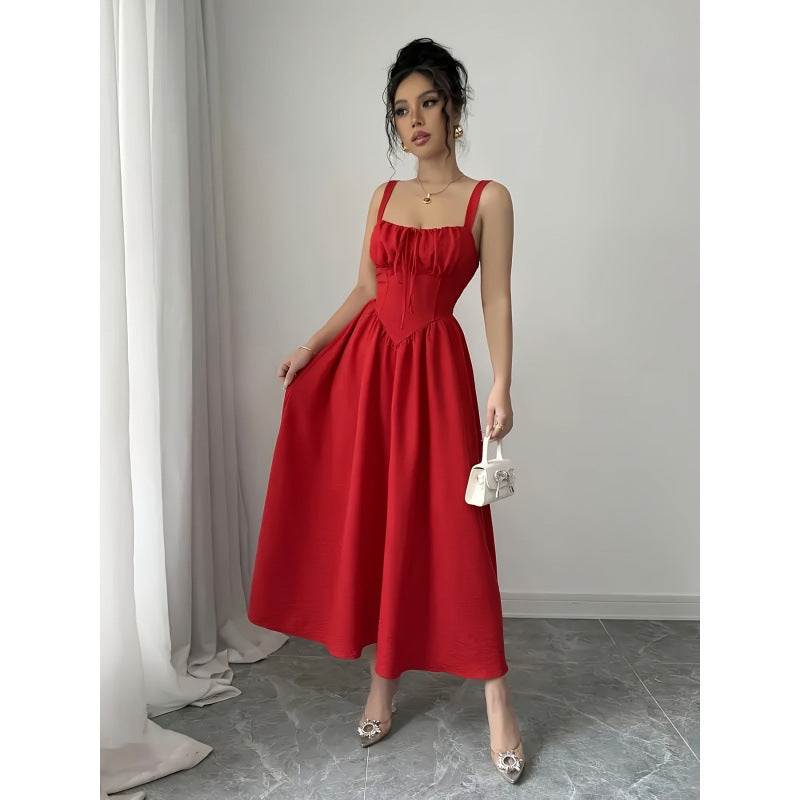 code new arrival  women's original elegance suspender dress neckline decoration tie back