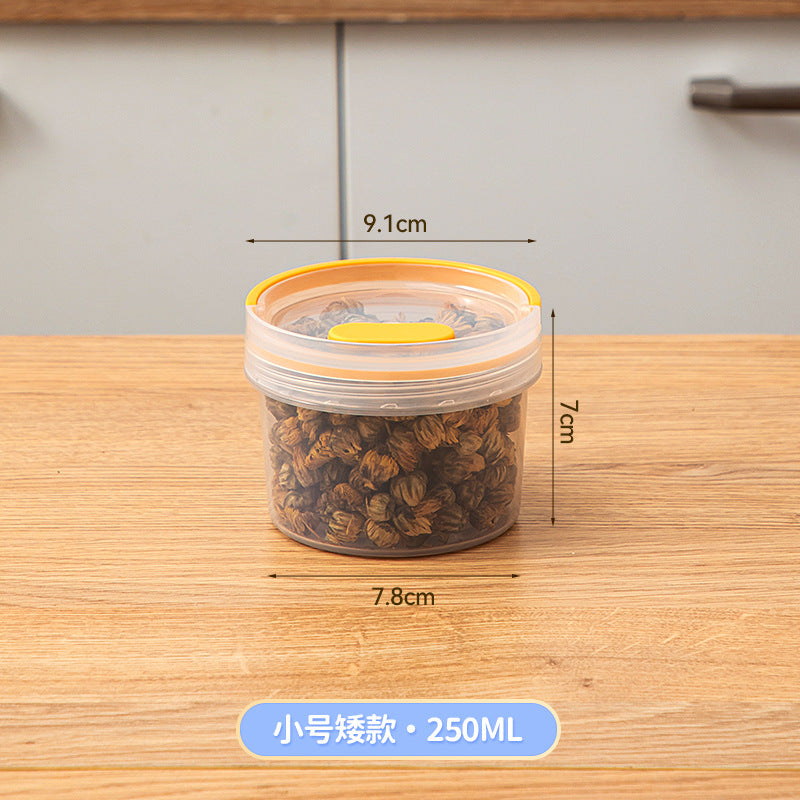 Kitchen plastic transparent grain jar fresh-keeping spices scented tea tangerine peel sealed jar food grade portable round storage box
