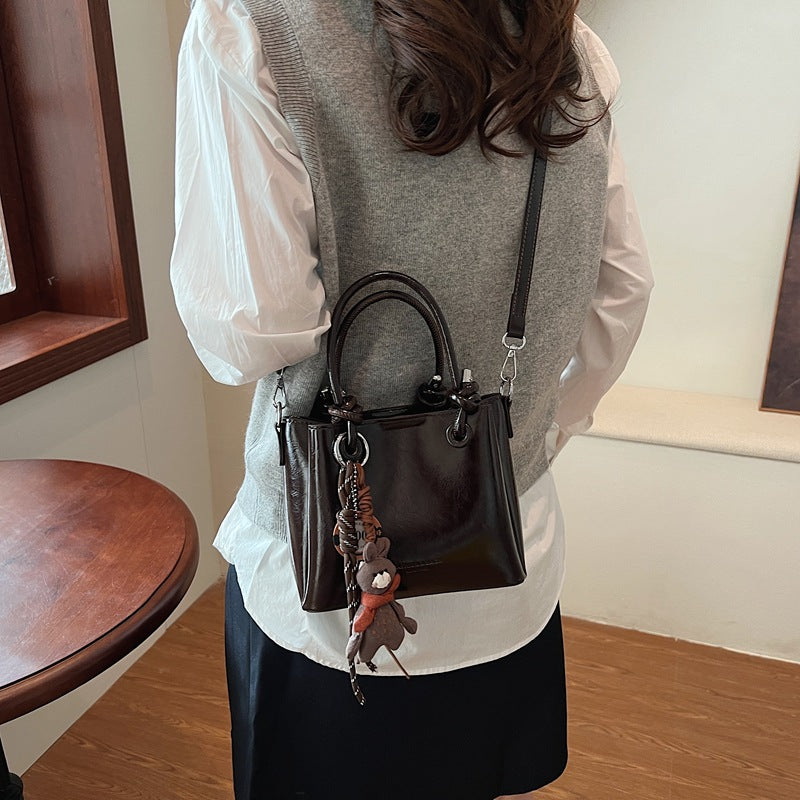 Retro portable vegetable basket bag women's autumn and winter 2025 new trendy fashion Korean small tote bag versatile messenger bag