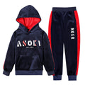 Boys' fleece-lined tracksuit set - new  winter collection: stylish and trendy two-piece hooded set for toddlers, big kids, and teens - thickened for extra warmth