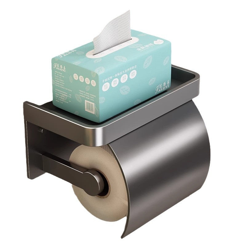 Bathroom tissue box space aluminum wall-mounted punch-free tissue holder bathroom toilet placement bathroom roll holder