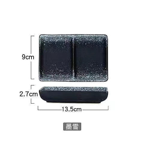 Japanese-style ceramic three-compartment dish - sauce, snack, and vegetable plate - rectangular sushi plate - restaurant-grade wholesale from manufacturer