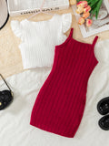 new spring and summer cross-border exclusive heavy industry beaded vest + suspender dress two-piece set