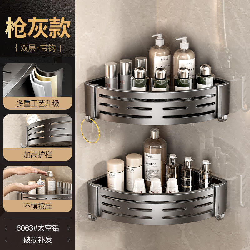 Bathroom storage rack bathroom wall storage rack punch-free wall-mounted toilet tripod washroom wash basin