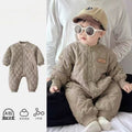 Super cute baby romper - winter fleece-lined bodysuit for newborn boys, perfect for crawling and outdoor wear