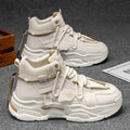 High-top men's winter sneakers 2025: new trendy, niche, original design, athletic & casual, chunky sole, height-increasing, leather upper, dad shoes