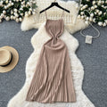 Women's summer dress  new arrival: elegant and chic spaghetti strap knit dress with vertical stripes - slimming, waist-defining, and perfect for layering