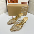 Za retro 2025 summer rhinestone sexy light luxury niche women's shoes outdoor gold high heel sandals