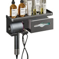 Light luxury gray hair dryer rack, punch-free bathroom storage rack, hair dryer rack, wall-mounted rack, three-in-one hair dryer