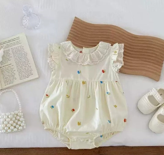 Baby clothes  summer clothing for infants and young children, baby girl's romper, full moon and 100-day western style fashion outing clothes