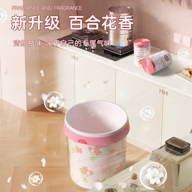 Lily flower garbage bag tear-free drawstring bedroom special thickenedsatchel style extra large kitchen plastic bag mosquito