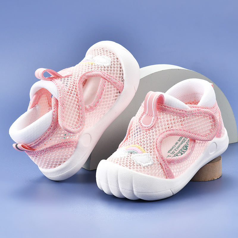 Baby sandals for boys, summer first walker shoes, 0-1-2 years old infant anti-slip soft sole mesh shoes for babies and toddlers, baby girl shoes
