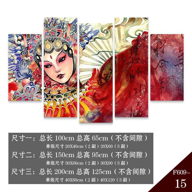 Guochaofeng wall decoration painting Hot pot restaurant hotel box background wall mural Peking Opera Huadan face painting