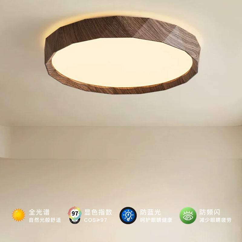 Wabi Sand Wind Modern Simple Bedroom Ceiling Light Nordic Medieval Walnut Grain Restaurant Full Spectrum Eye Protection Study Light