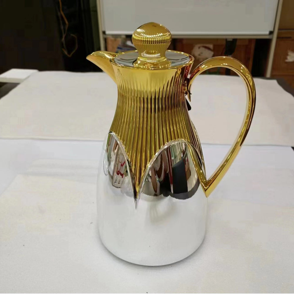 Wholesale cross-border luxury insulated kettle: large capacity coffee pot for home and commercial use, insulated water kettle with logo, gold teapot
