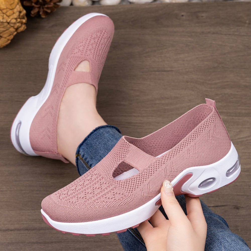 Exportplus sizespringnew arrival flying mesh shoes women's slip-on thick sole breathable casual shoes soft bottom cushion shoes women
