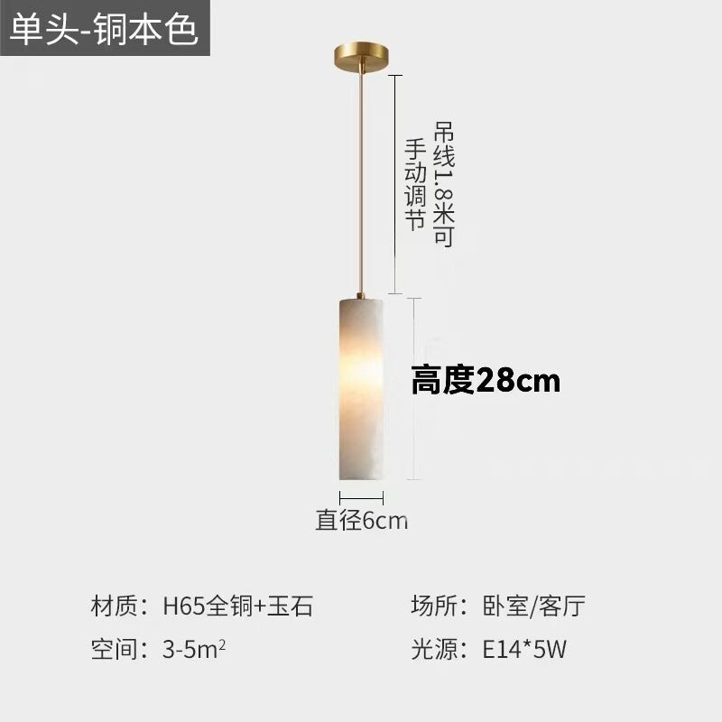 New chinoiserie all-copper real marble bedroom bedside small chandelier classical house restaurant bar study model room lighting fixtures