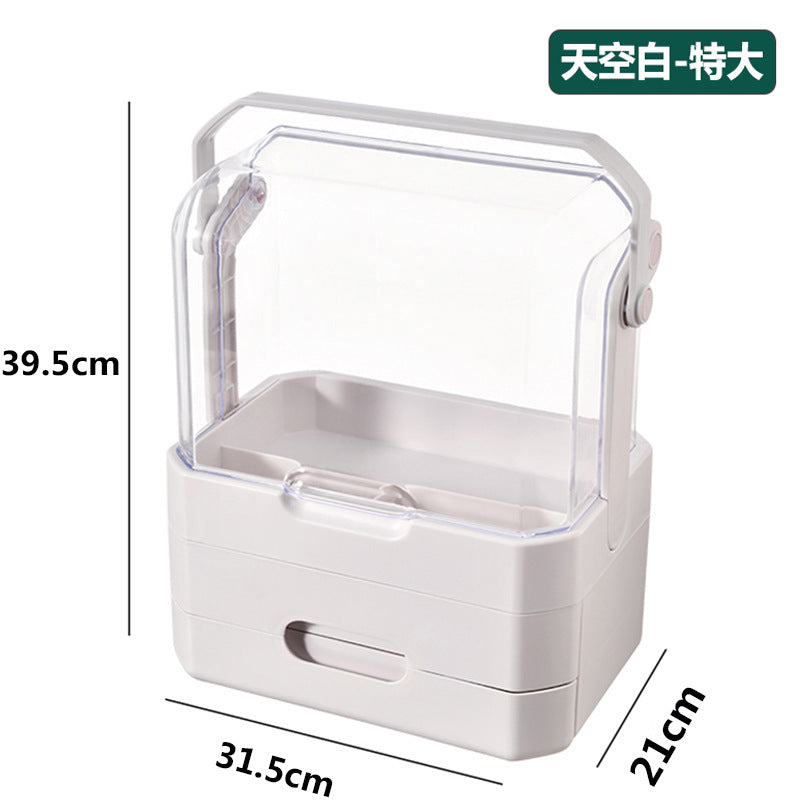 Luxury transparent dustproof cosmetic organizer - large capacity drawer-style storage box for skincare, lipstick, and jewelry