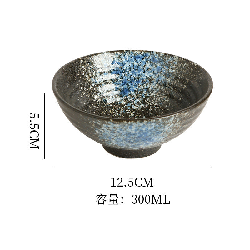 Japanese-style retro ceramic rice bowl - underglaze decoration, high-value design - suitable for restaurants, hotels, home use, and business settings - also ideal as a ceramic dessert bowl