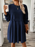 fashion  fall and winter women's pure colorlong sleevespatchworksweatshirtdresselegantwork clothing
