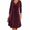 fall/winter new european and american fashion v-neck long sleeve sequin dress for women