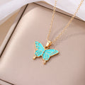 European and american cross-border e-commerce jewelry fashion enamel alloy pendant personalized enamel butterfly necklace autumn new jewelry