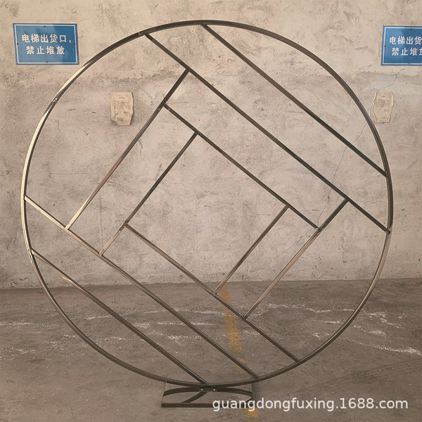 Stainless steel background, wedding decoration, stage decoration, wedding background wall, round tube background, ring