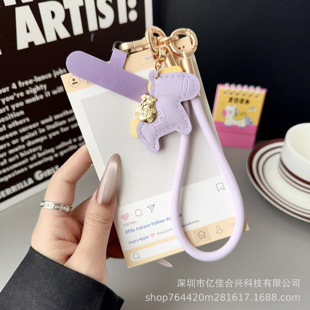 Simple liquid mobile phone lanyard, instant money, leather pendant, accessible luxuryclassyeasiest for matchfashion keychain, anti-lost rope