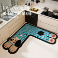 Kitchen floor mat corner l-shaped non-slip oil-proof mat diatom mud absorbent foot mat stain-resistant wipeable no-wash corner carpet