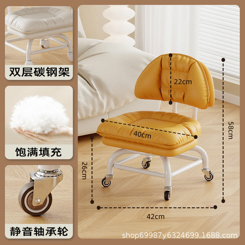 Raised universal wheel, small stool, silent backrest chair, pulley, low stool with baby bench, beautiful seam stool, shoe change household