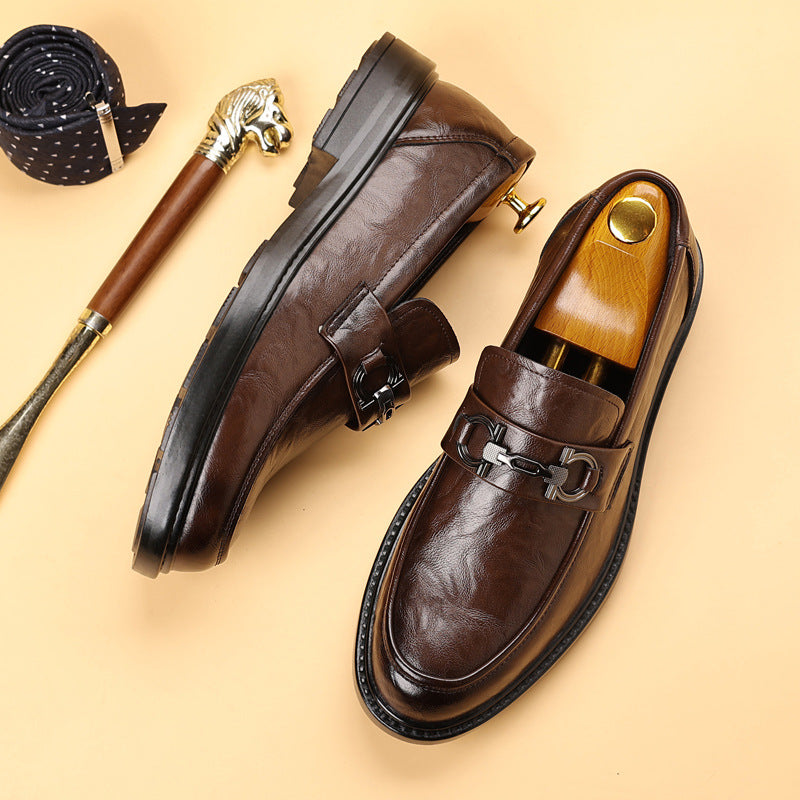 Men's leather shoes: new trendy fashion business dress shoes, non-slip, wear-resistant, slip-on loafers, casual moccasins