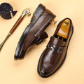 Men's leather shoes: new trendy fashion business dress shoes, non-slip, wear-resistant, slip-on loafers, casual moccasins