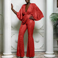 european and american new women's fashion: sequin sexy deep v backless jumpsuit pants - direct sales for  &