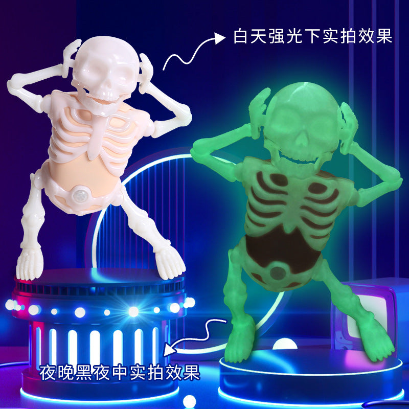 hot-selling dancing skull sensor night light funny boy kids lighting sound effects halloween prank toy