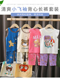 Kids' short-sleeve cotton set: summer t-shirt & pajamas for boys & girls - perfect for home wear and sleepwear
